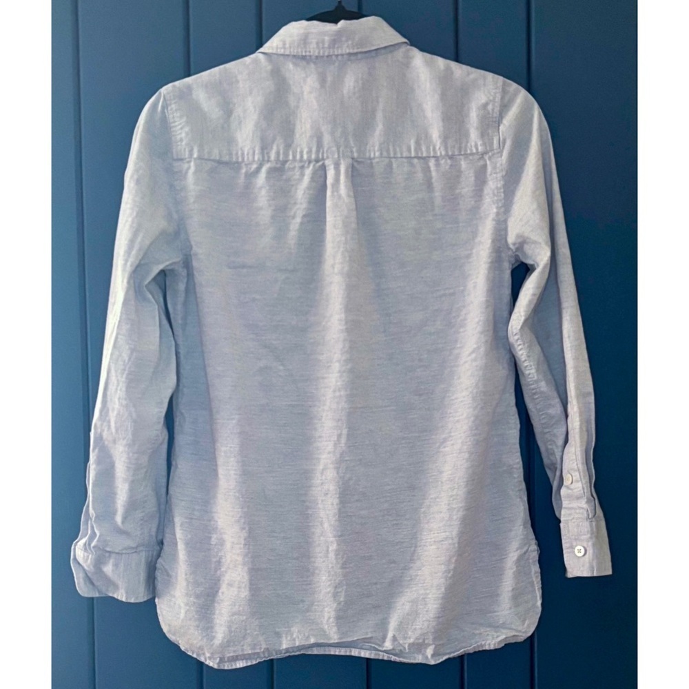 Saturday Kate Spade Light Gray Shirt with Peach Pocket Sz 00 XS S Button Front - Picture 4 of 6